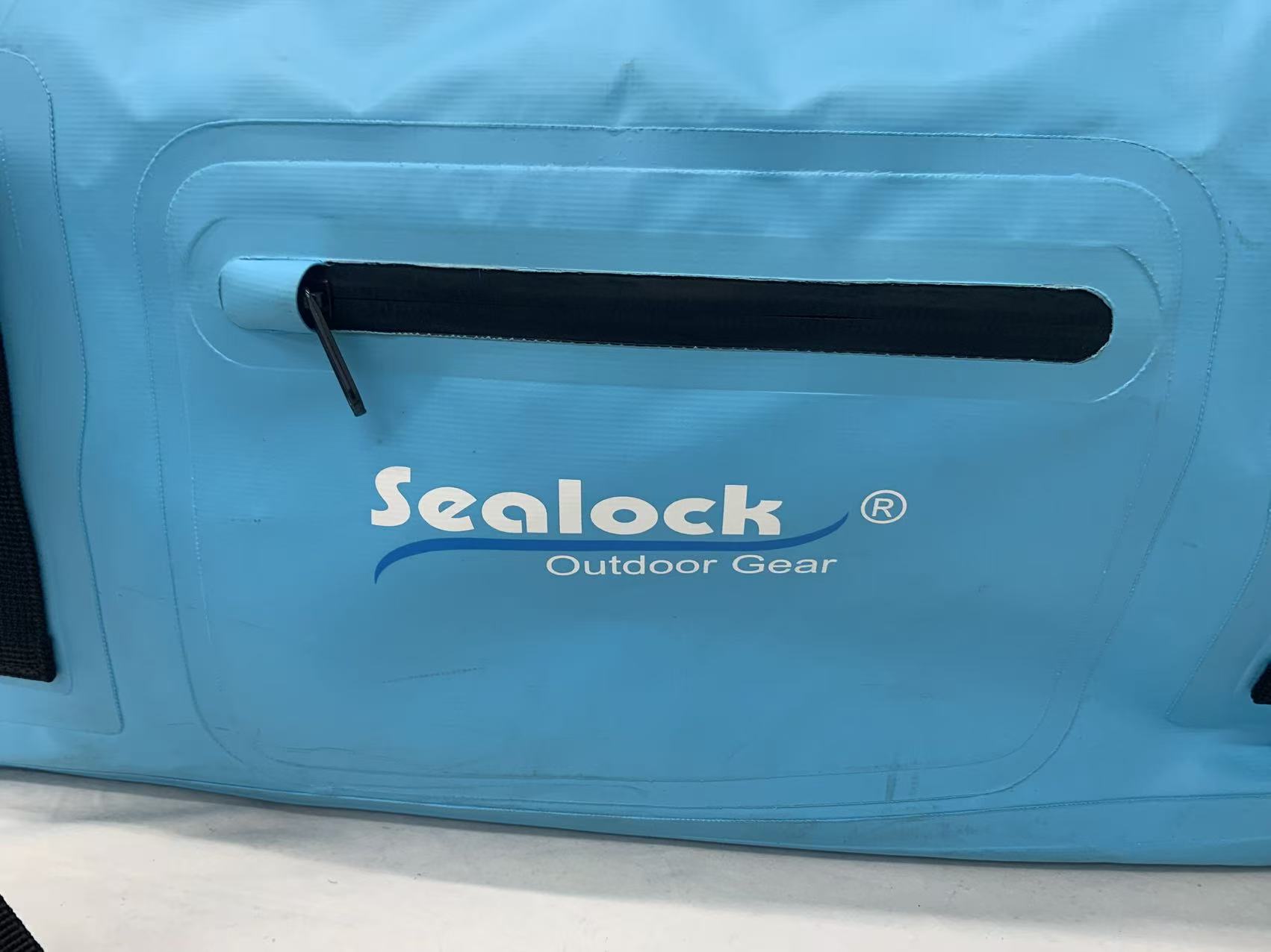  welded splash-proof front zip pocket on waterproof duffel